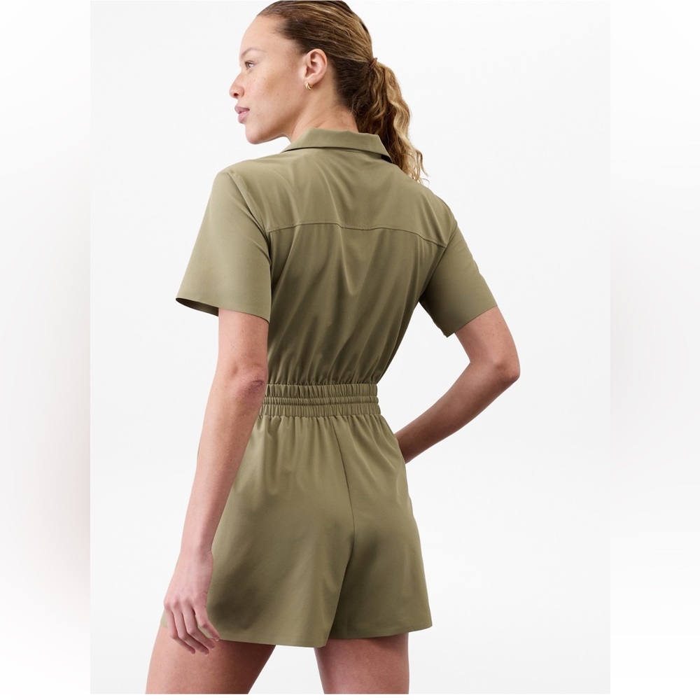 NWOT Athleta Avenue Romper Aspen Olive Small - Picture 2 of 10